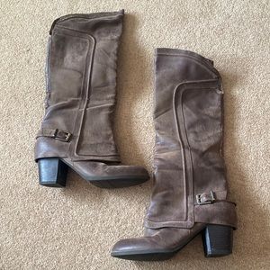 High heel brown boots